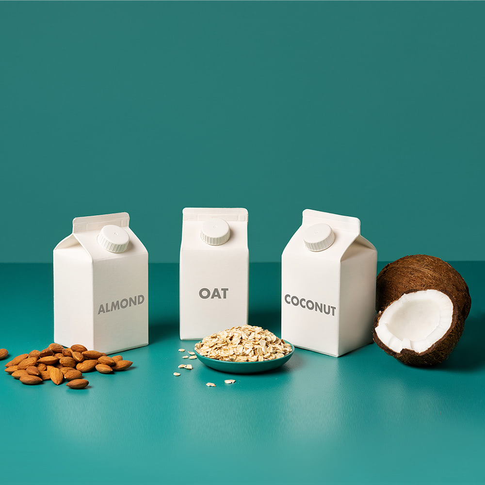 Almond, Oat and Coconut Milk Cartons