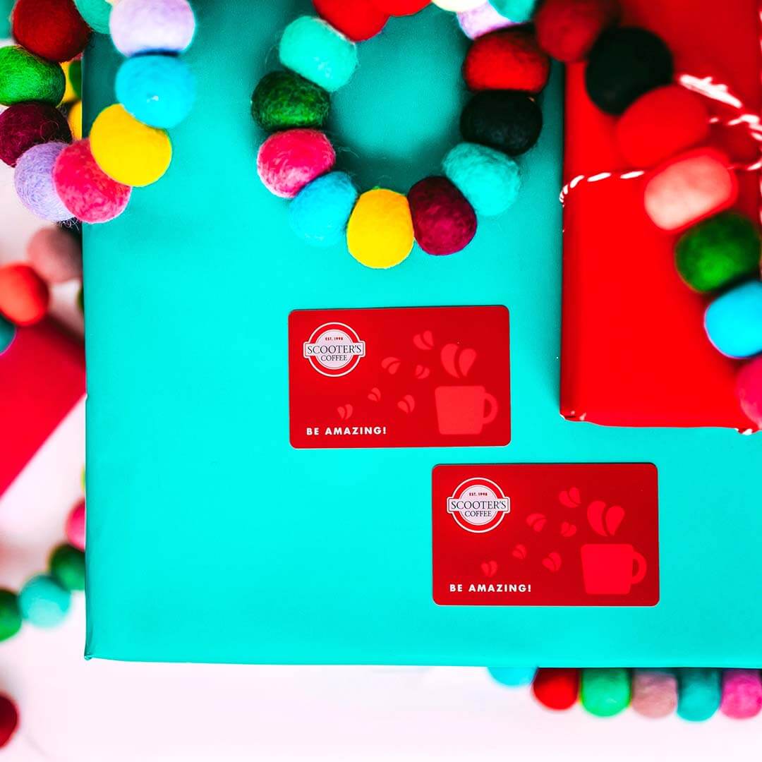 Two gift cards on colorful background