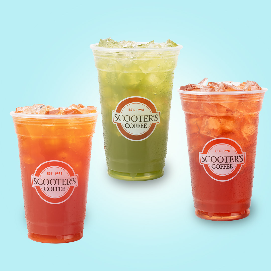 Strawberry and green colored iced drinks